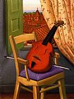 Fernando Botero Violin en una silla painting